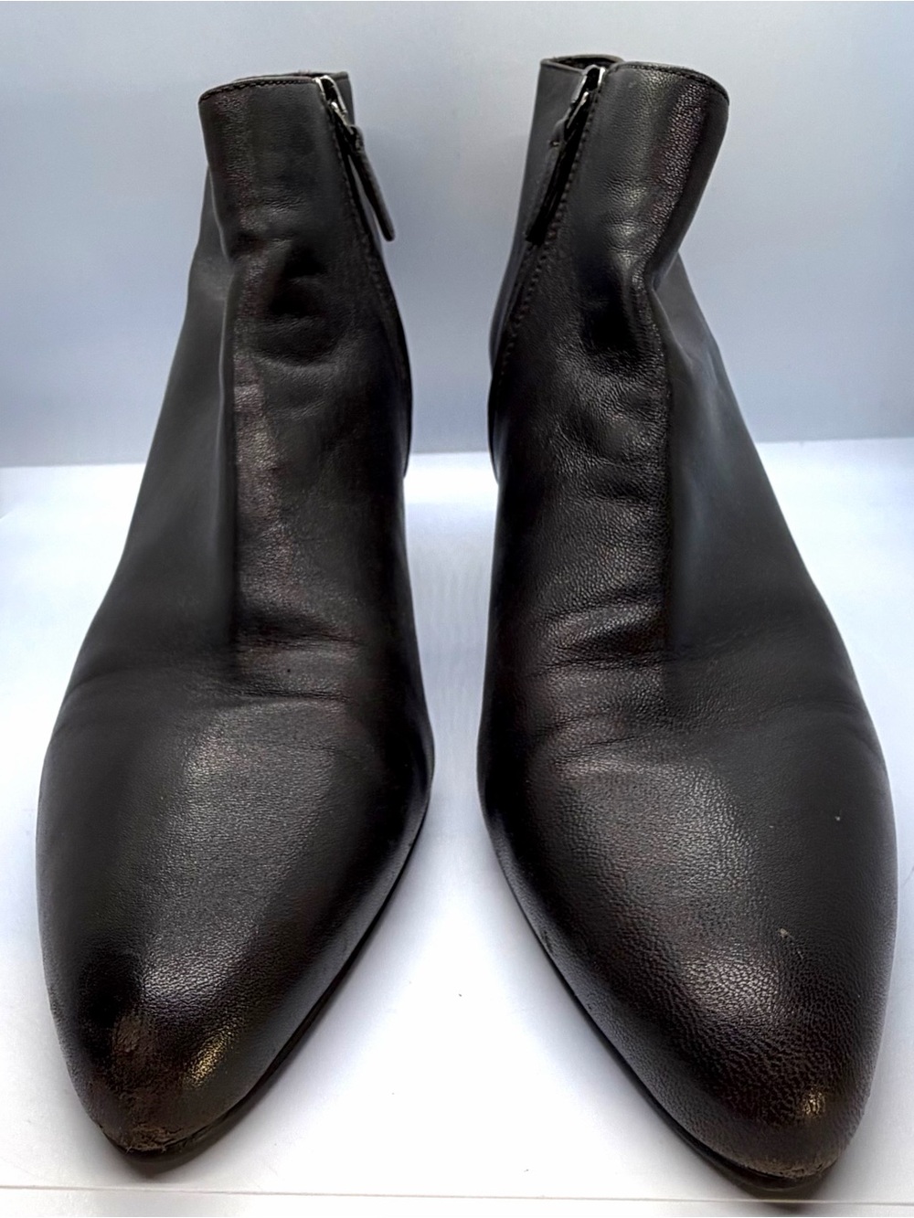 Prada dark brown Leather Ankle Booties with Kitten Heel - Picture 2 of 10
